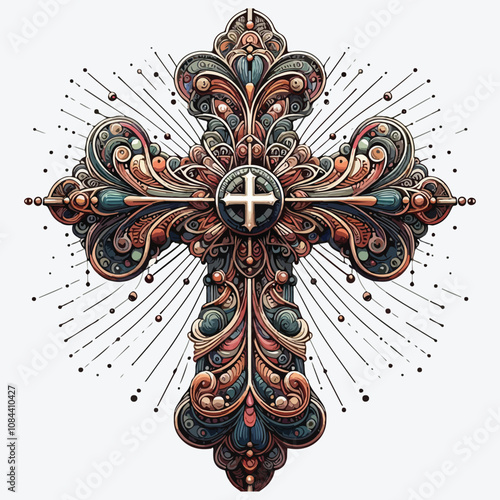 Art fancy modern cross pendant. stock illustration