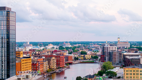 Downtown Milwaukee, Wisconsin and the Kinnickinnic River