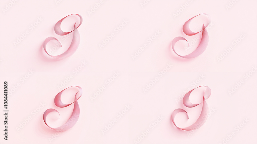 Obraz premium Flowing, cursive script forming an elegant logo, on a solid soft pink background.