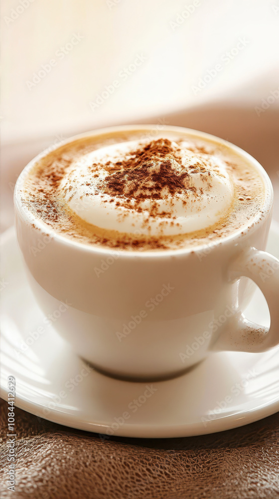 A Warm, Creamy Cup of Spiced Coffee Served With Whipped Cream at a Cozy Cafe A Warm, Creamy Cup of Spiced Coffee Served With Whipped Cream at a Cozy Cafe