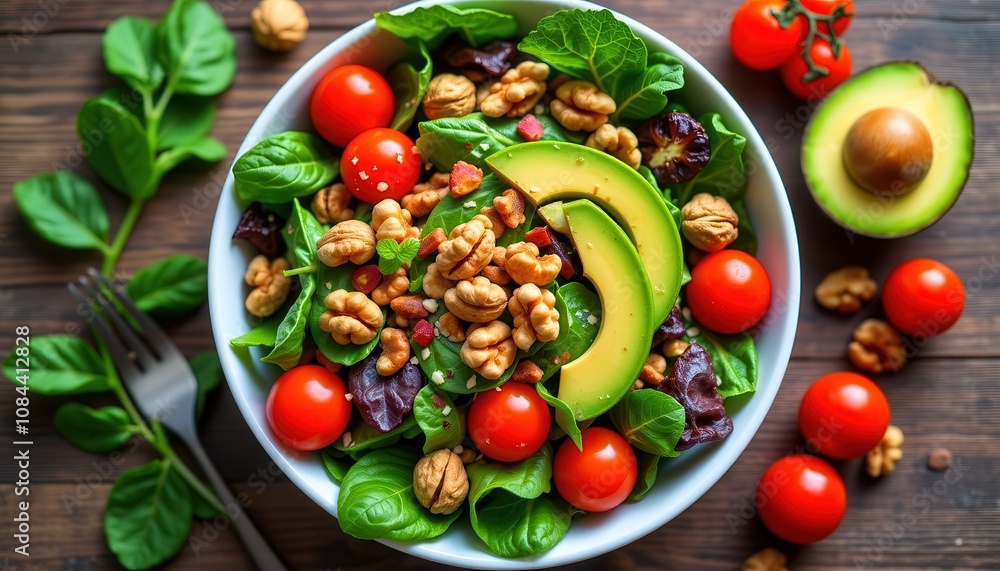 Heart Healthy Salad Overhead Shot Heart Healthy Salad Overhead Shot