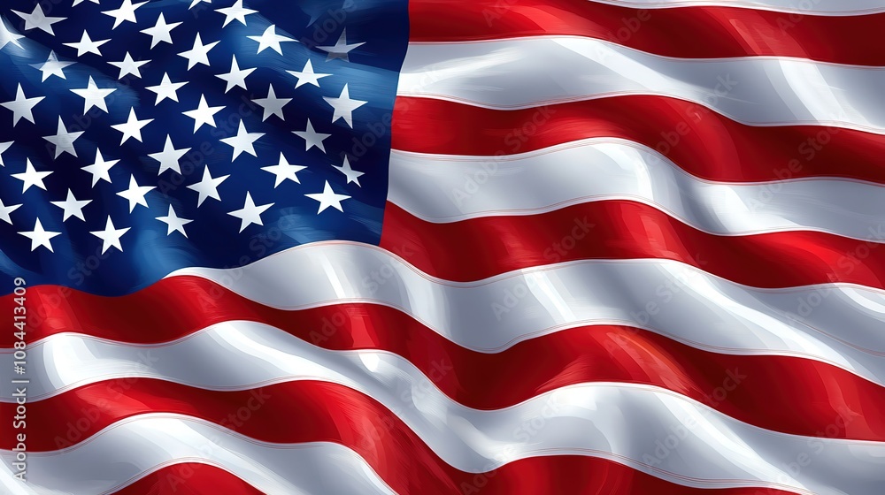 Fototapeta premium Wavy American flag background for memorial day HD image 