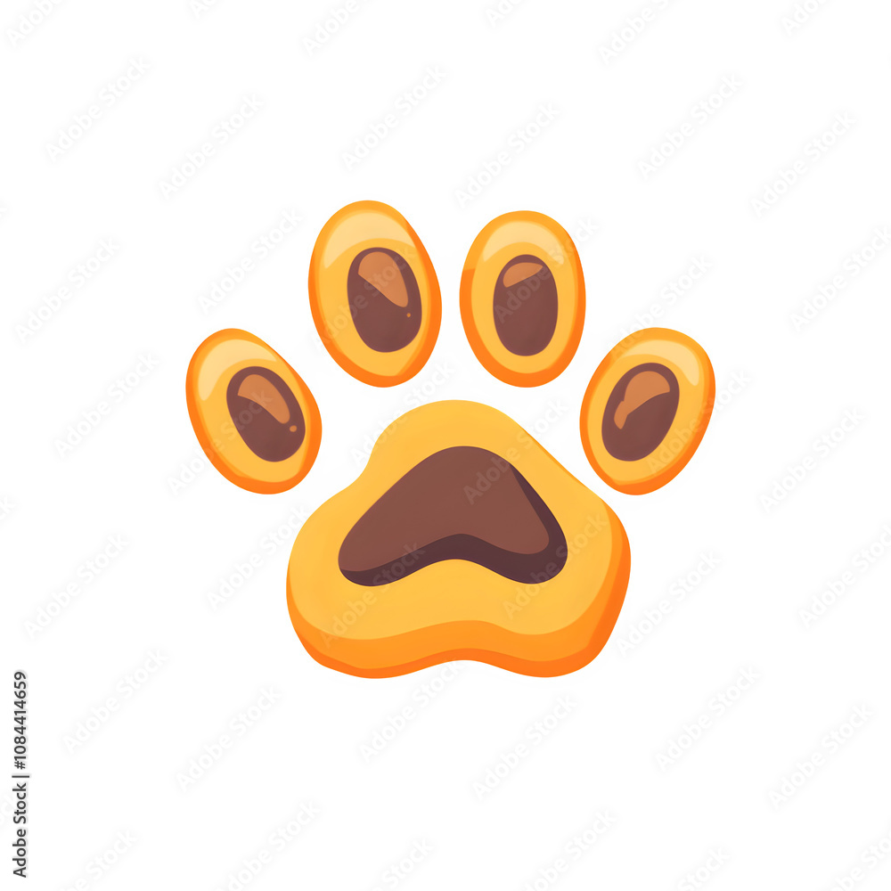 Fototapeta premium Cartoon orange and brown paw print with transparent background representing a trace of domestic animal
