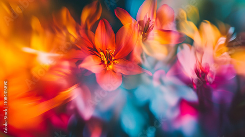 Captivating display of vibrant flowers in a garden during the warm afternoon sunlight
