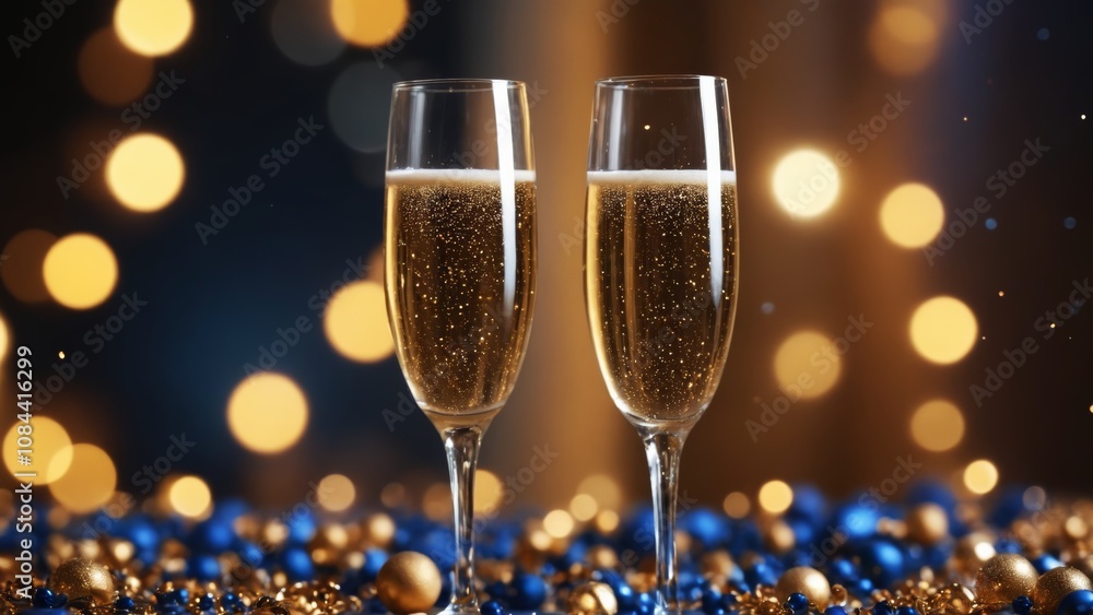 Celebratory sparkling drinks in elegant glasses against a backdrop of soft glowing lights Celebratory sparkling drinks in elegant glasses against a backdrop of soft glowing lights