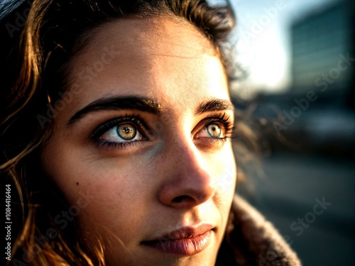 Captivating Panoramic Photography of Enigmatic Woman's Eyes, Showcasing Depth, Emotion, and Intrigue in Stunning Detail, Perfect for Art and Beauty Themes photo