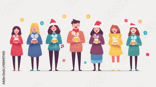 Friends celebrating Christmas joyfully together.