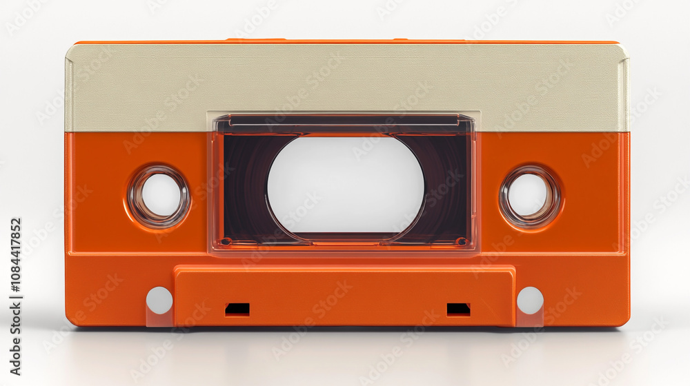 Fototapeta premium Retro Orange Audio Cassette Tape Vintage Music Technology 80s Nostalgia