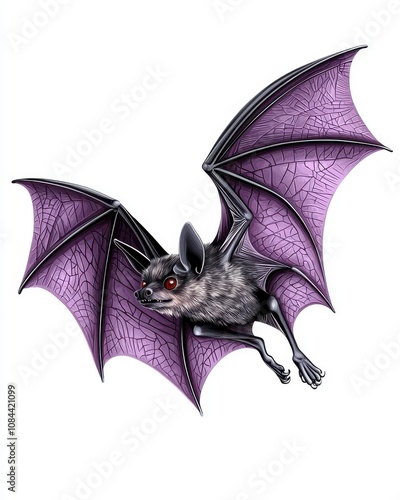 Captivating bat in flight forested habitat illustration fantastical environment close-up perspective nature's mystique unveiled photo