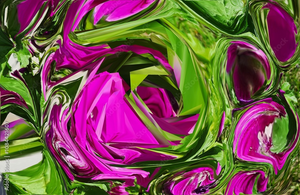 Obraz premium abstract purple flowers on green. digital background