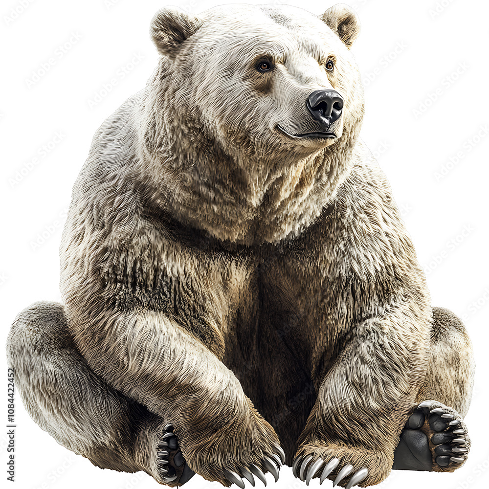 Fototapeta premium A large and fluffy brown bear resting comfortably in a natural setting during a sunny afternoon