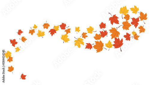 Autumn symbol nature with maple leaves yellow, red, orange color element wave in the wind