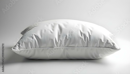 a plush down-filled pillow, displaying a slight indent in the center, on a clean white background create with ai photo