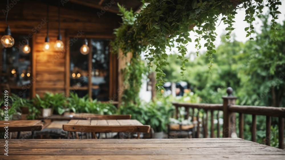 A serene outdoor dining area with lush greenery and warm lights inviting relaxation and connection A serene outdoor dining area with lush greenery and warm lights inviting relaxation and connection