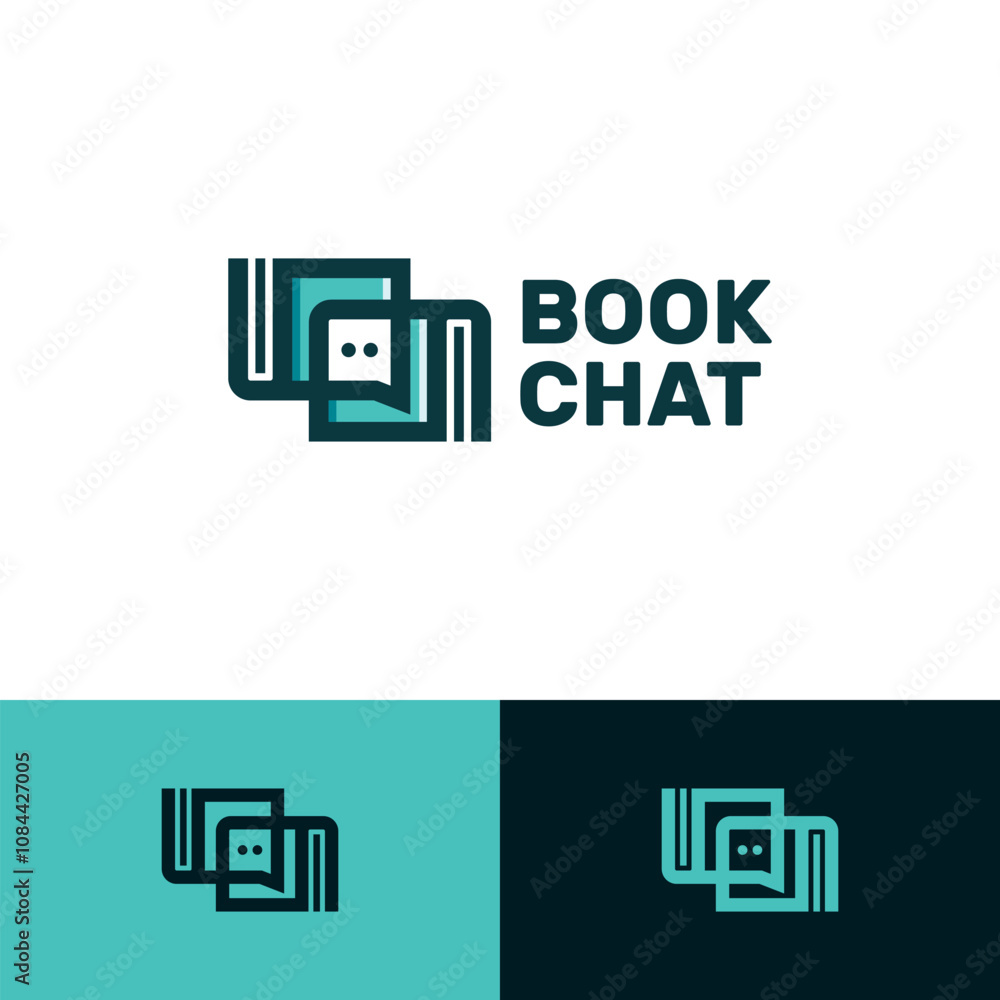 Obraz premium book chat logo vector