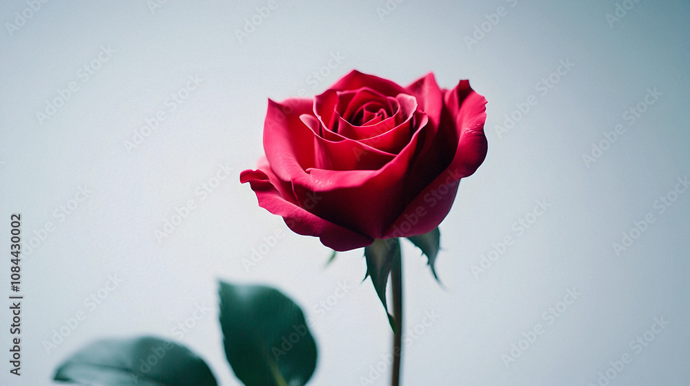 Red rose with water droplets, a symbol of love and beauty, isolated on white background Red rose with water droplets, a symbol of love and beauty, isolated on white background