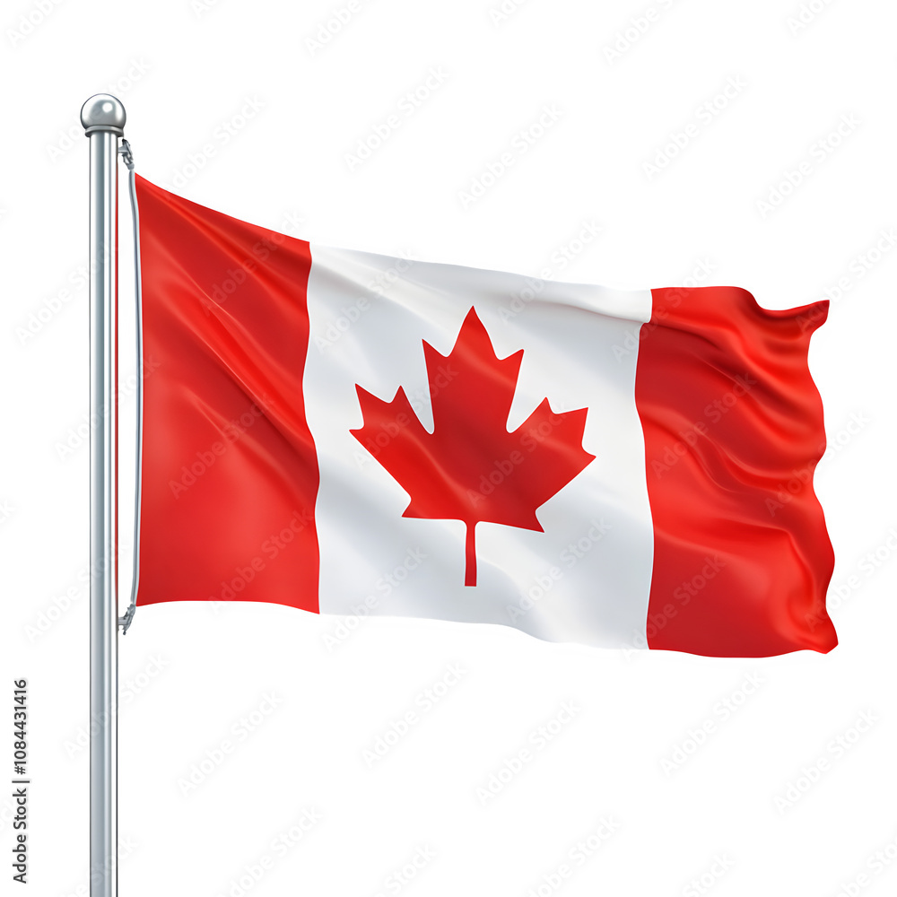 Realistic 3d canadian flag waves on a transparent background, symbolizing pride and unity. Perfect for celebrating canada's identity Realistic 3d canadian flag waves on a transparent background, symbolizing pride and unity. Perfect for celebrating canada's identity
