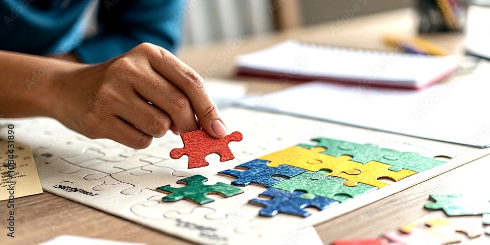 Completing the Puzzle: A Tilt-Shift Illustration Depicting the Moment of Decision in the Creative Process with a Focus on the Final Piece of the Conceptual Framework Completing the Puzzle: A Tilt-Shift Illustration Depicting the Moment of Decision in the Creative Process with a Focus on the Final Piece of the Conceptual Framework