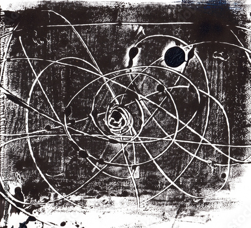 Abstract black and white hand painted textured  background. Suitable for decor, design, banners. posters.