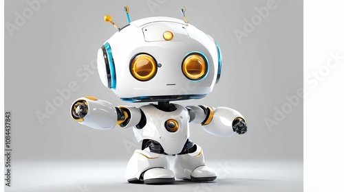 A sleek, modern robot with articulated limbs stands dynamically, showcasing advanced technology and futuristic design. Perfect for topics on robotics, artificial intelligence, and innovation in techno photo