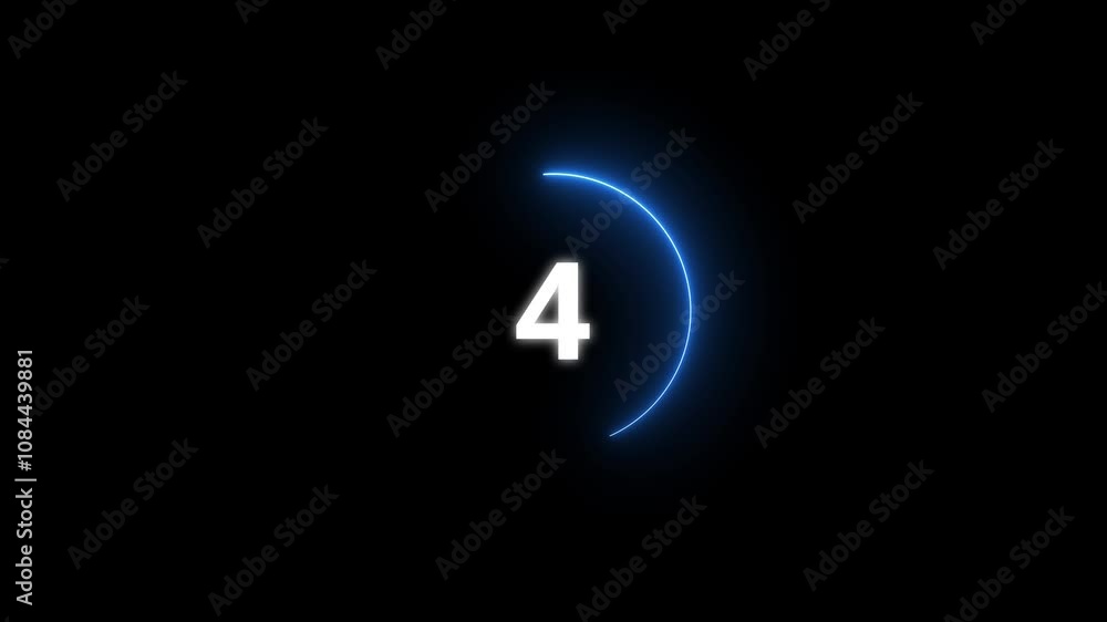 Countdown 10 to 0 neon loading circle, Glowing neon light countdown timer animation . Countdown 10 to 0 neon loading circle, Glowing neon light countdown timer animation .