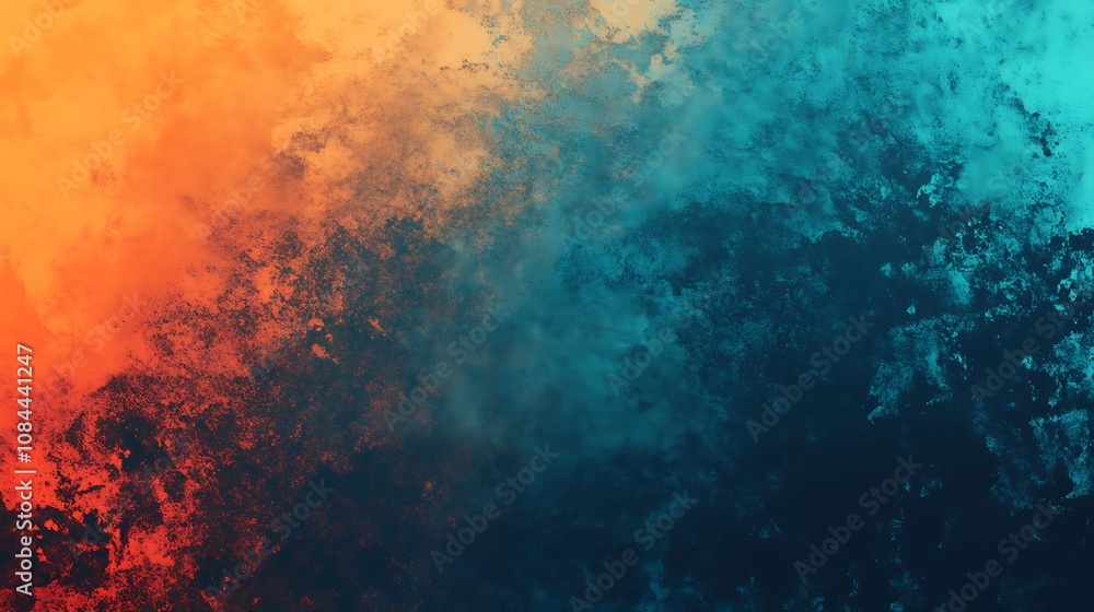 Fototapeta premium Gray-toned background infused with teal, orange, and black gradients.