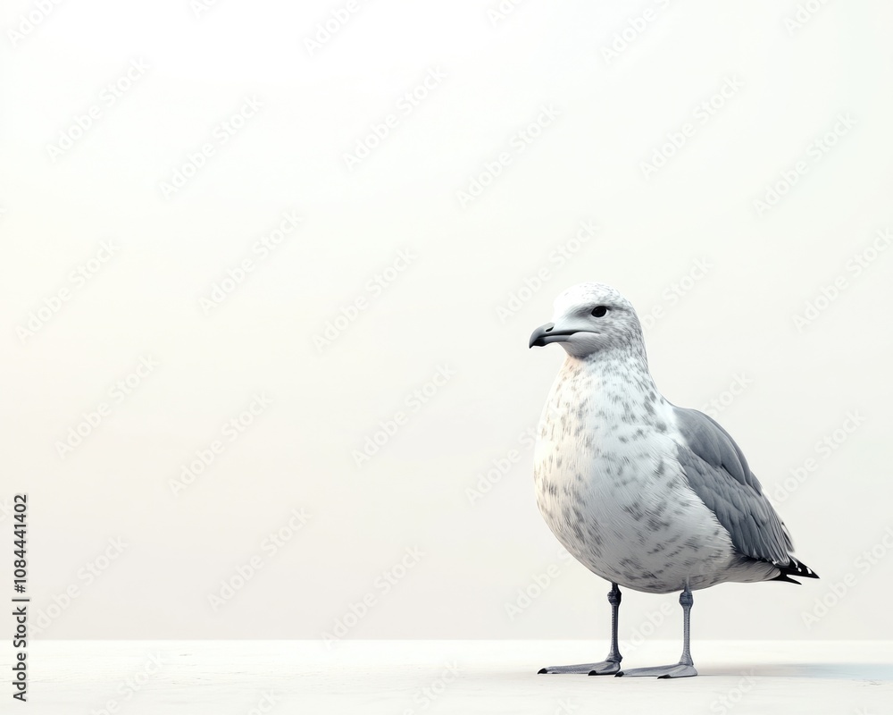 Majestic Seagull in White and Grey Shades, Captured in Isolation Against a Pure White Background Majestic Seagull in White and Grey Shades, Captured in Isolation Against a Pure White Background