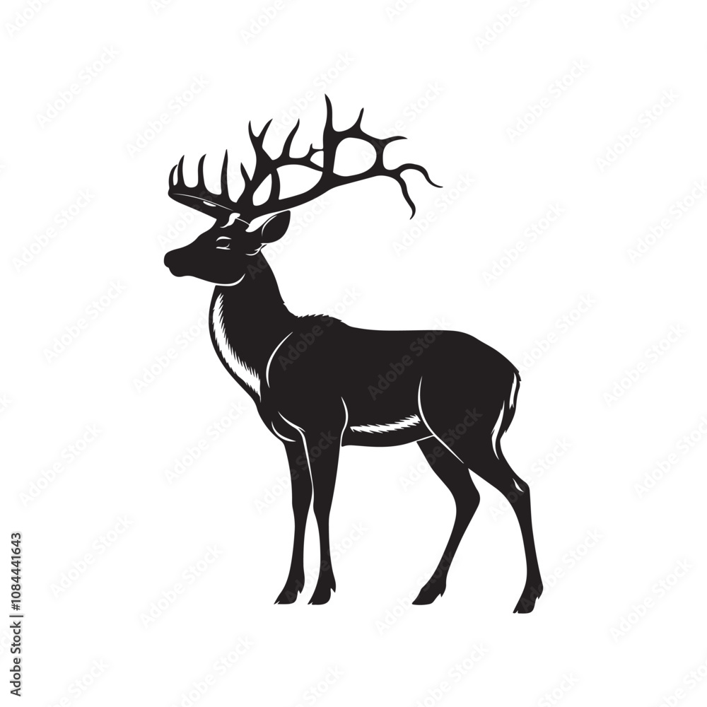 Obraz premium Deer vector silhouette isolated on a white background