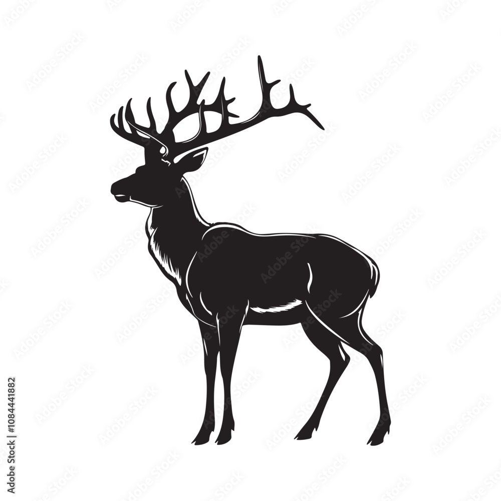 Obraz premium Deer vector silhouette isolated on a white background