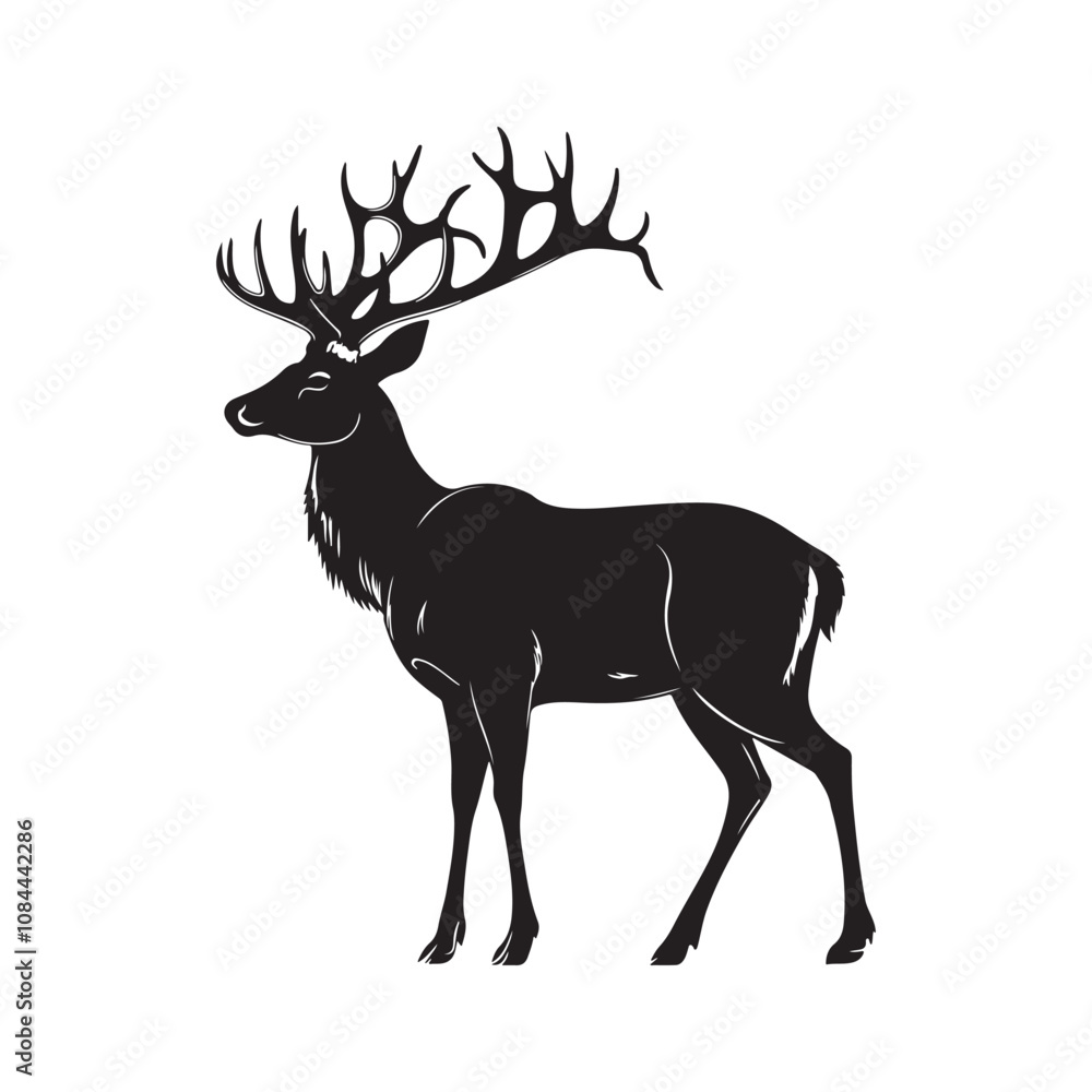 Fototapeta premium Deer vector silhouette isolated on a white background
