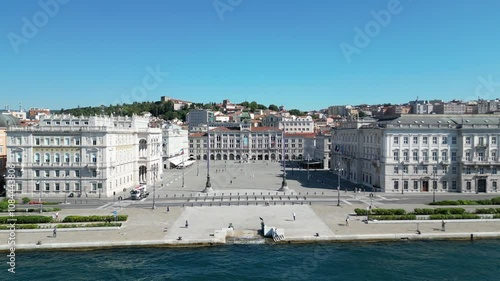 Aerial video of Trieste filmed with drone. Port, city center and architecture