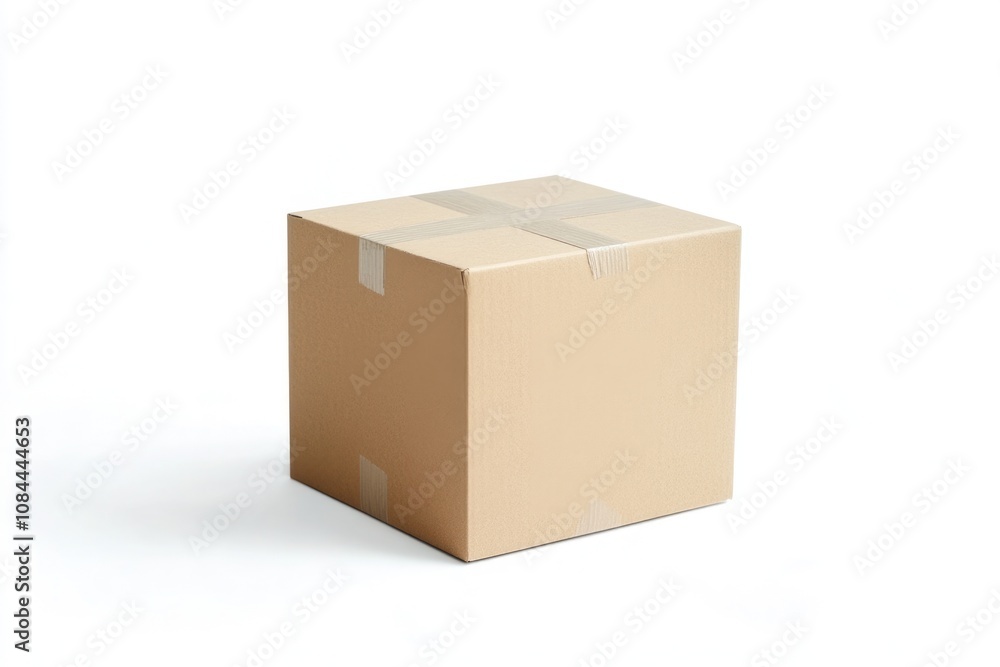 Fototapeta premium Brown Cardboard Boxes Stacked Isolated on White Background with Clipping Path