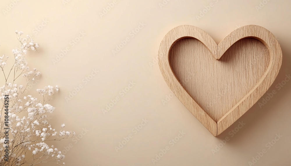 Wooden Heart Frame with Baby's Breath Wooden Heart Frame with Baby's Breath