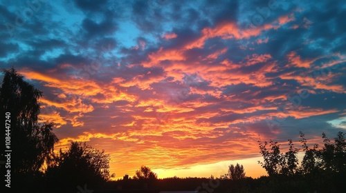 Vibrant Evening Sky: A Beautiful Natural Background Showcasing Colorful Hues After Sunset