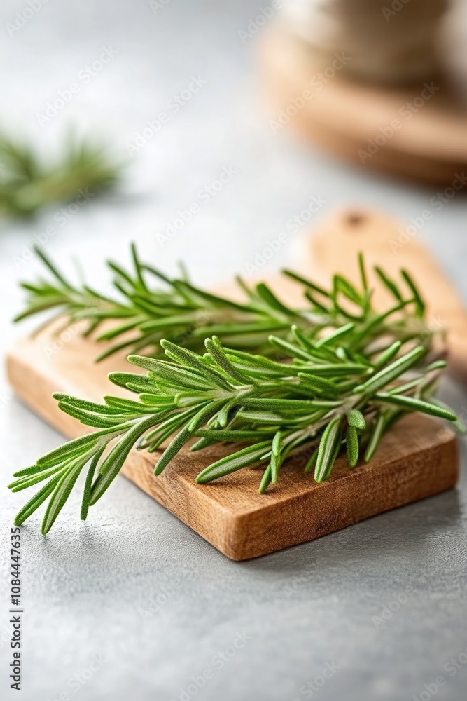 Kitchen herb garden with rosemary plant close-up Kitchen herb garden with rosemary plant close-up