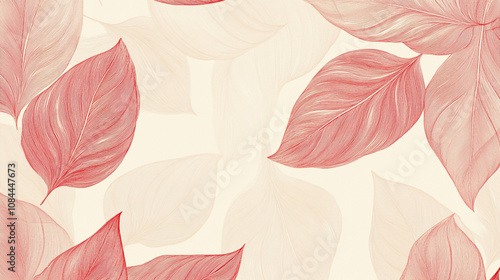 Delicate red leaves gracefully arranged on a soft cream background in a serene natural setting