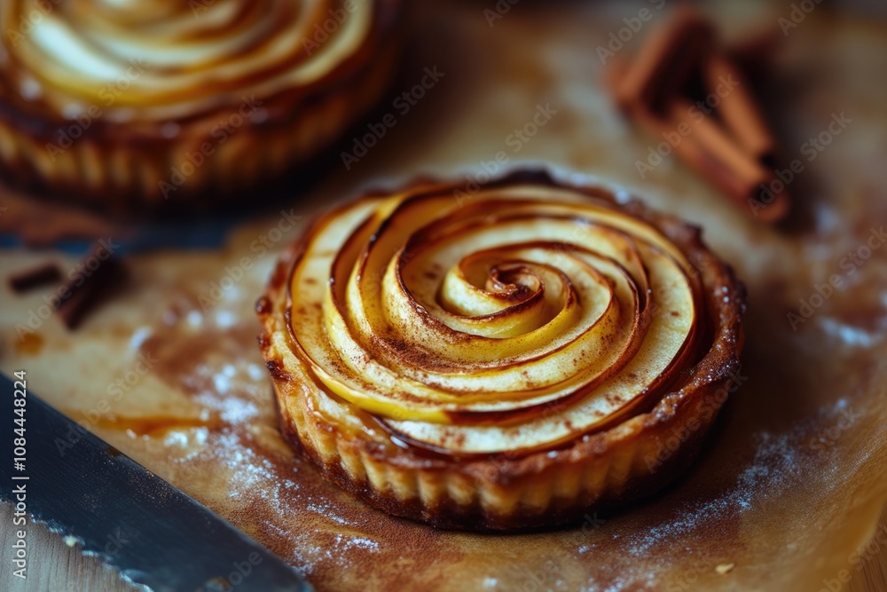 Fototapeta premium Rustic Apple Tart with Cinnamon Sprinkle