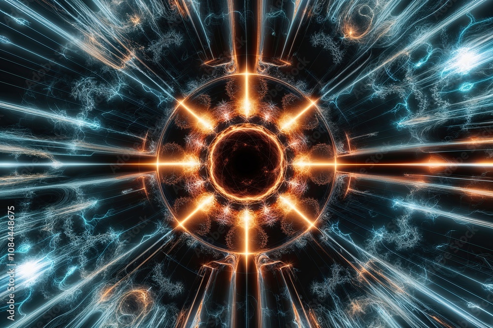 Obraz premium Innovative Abstract Technology Aesthetic Featuring Energetic Fractal Design