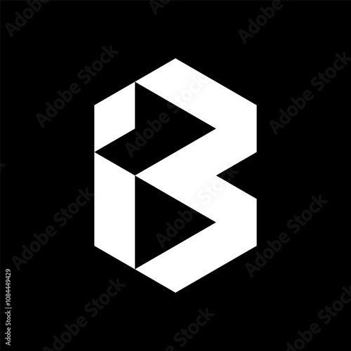 Letter IB or BI minimal geometric monogram logo