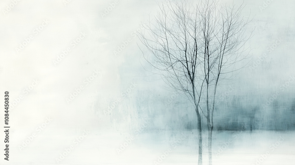 Winter Serenity: Misty Landscape with Bare Trees Winter Serenity: Misty Landscape with Bare Trees