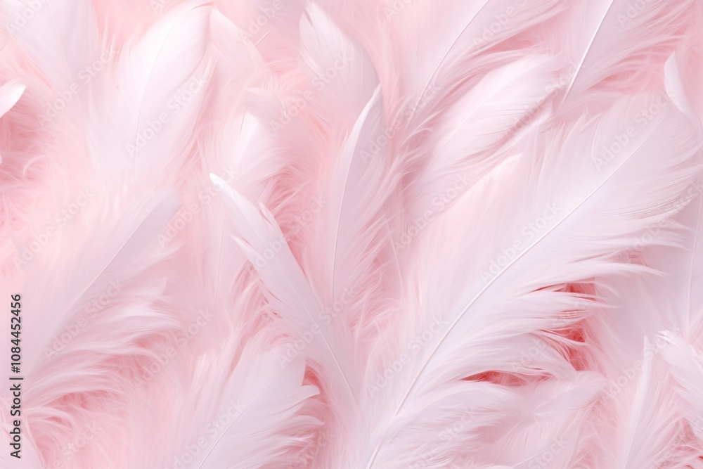 Fototapeta premium Light Pink Feathers Background, Light Pink feathers pattern, feathers background, feathers wallpaper, bird feathers pattern, AI Generative