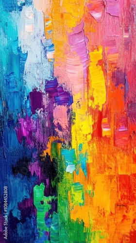 Vibrant Rainbow Abstract Oil Painting: A Symphony of Colors