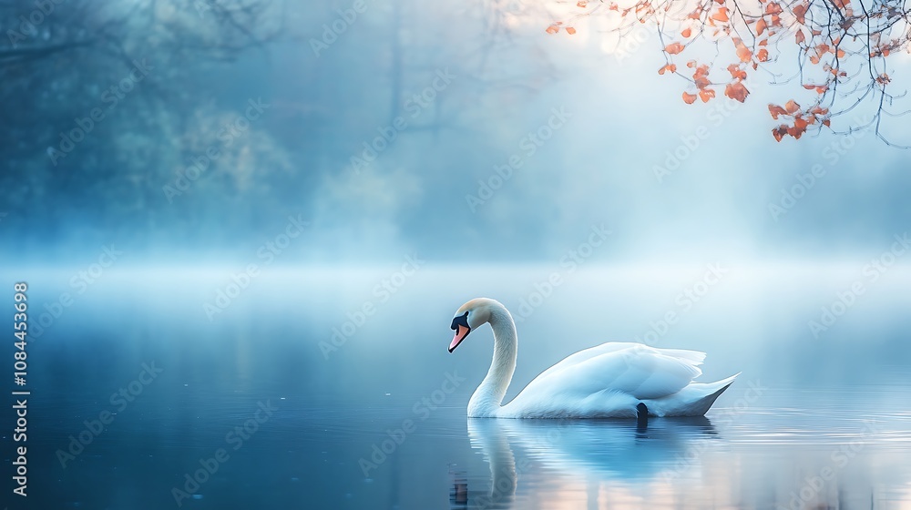 Fototapeta premium White swan on the lake
