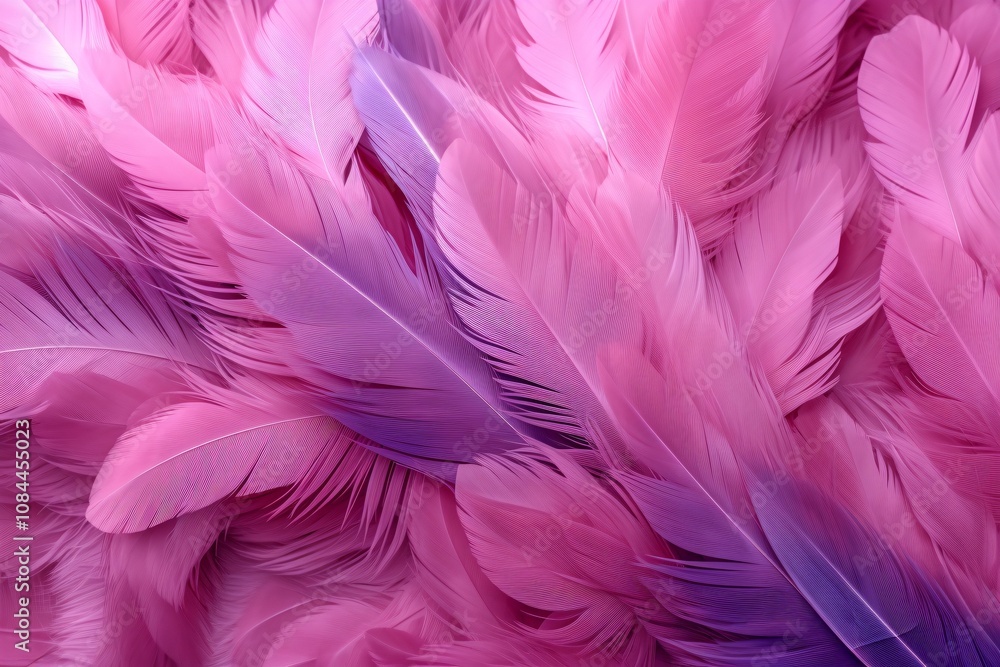 Fototapeta premium Pink Fluffy Feathers Background, Pink Feathers Pattern, Beautiful Feathers background, Feathers Wallpaper, bird feathers pattern, AI Generative