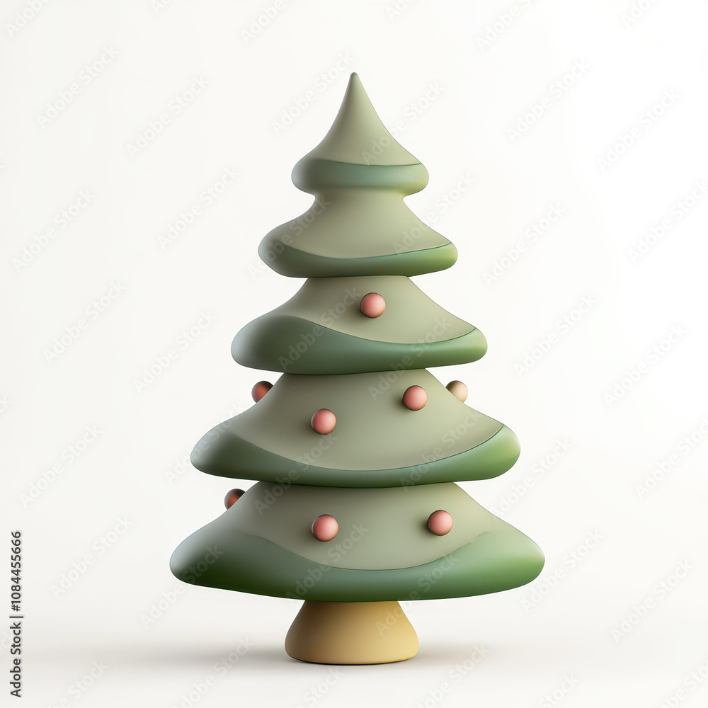A Simple and Minimalistic Render of a Christmas Tree Showcasing Elegant Curves and Gentle Colors to Celebrate the Festive Season A Simple and Minimalistic Render of a Christmas Tree Showcasing Elegant Curves and Gentle Colors to Celebrate the Festive Season