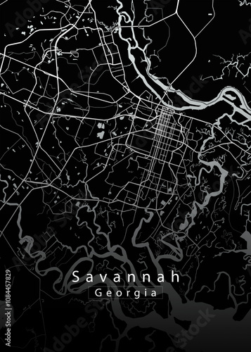 Savannah Georgia City Map – Detailed Street Map of Savannah for Georgia Tourism, City Planning, and USA Design Projects