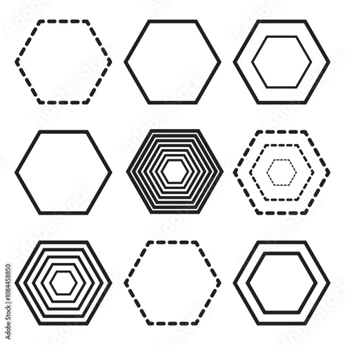 pentagon, hexagon, octagon icon. vector geometry pentagonal, hexagonal, octagonal polygon. five, six, eight sided polygon line