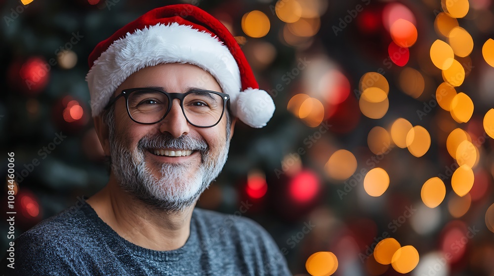 Portrait of a man wearing santa hat Portrait of a man wearing santa hat