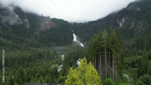 Aerial video of Krimml Waterfalls in Austria shot on a summer day