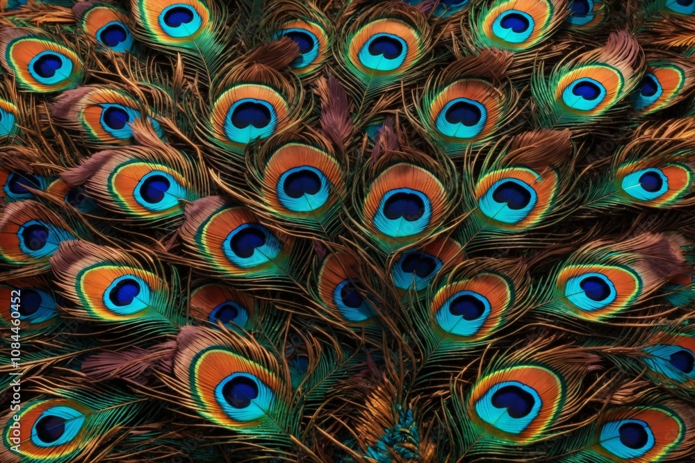 Obraz premium Peacock Feather Background, Peacock Feather, Peacock Feather Texture, Peacock Feather Wallpaper, Feathers Background, AI Generative